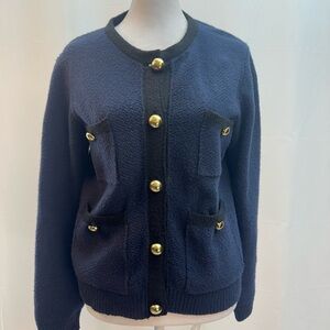 Free Assembly Navy/Black Cardigan with Gold Accents XS